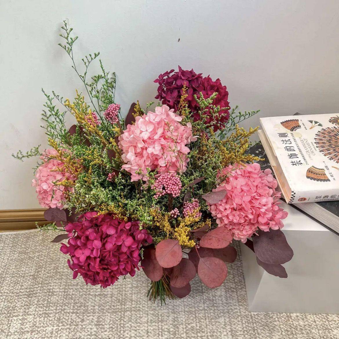 北欧简约永生绣球花束手工干花餐桌玄关窗台清新自然家居摆件卧室
