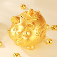 【珍藏】黄金足金999小金猪存钱罐3D硬金爆款摆件攒金豆豆