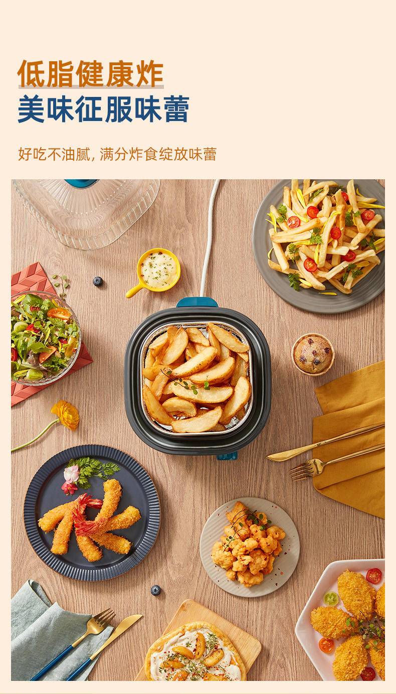 东菱（Donlim）空气炸锅 家用 多功能小食料理电煮锅 煮火锅透明可视 无油炸薯条机 DL-7711