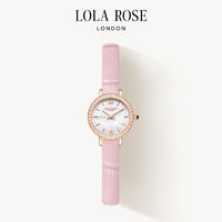 Lola Rose罗拉玫瑰小金表简约气质皮带蓝宝石表镜母贝表盘粉色棕色