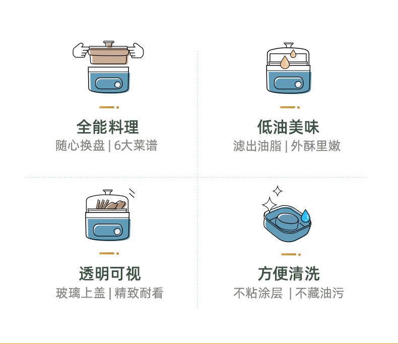 东菱（Donlim）空气炸锅 家用 多功能小食料理电煮锅 煮火锅透明可视 无油炸薯条机 DL-7711